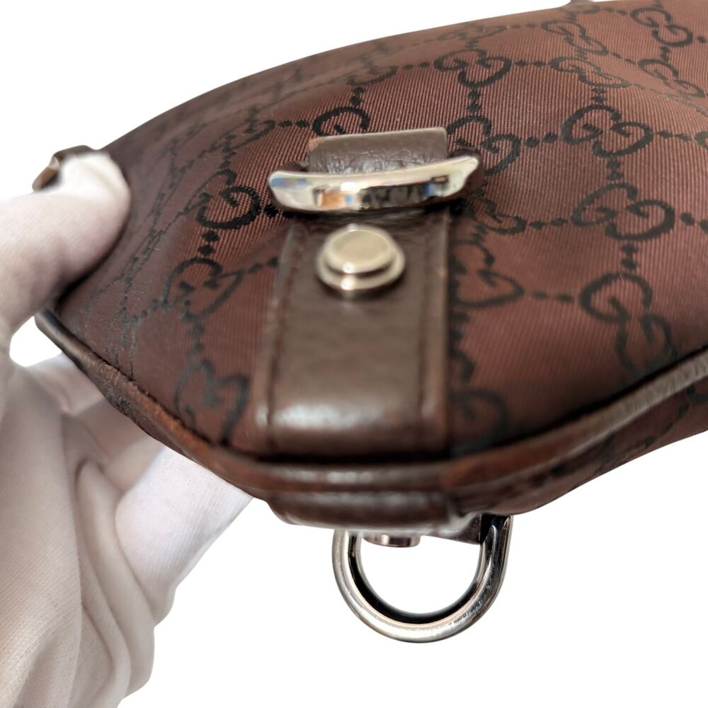 Vintage Gucci Abbey D-Ring Crossbody Hand Shoulder Bag Brown Silver Authentic - Picture 9 of 15
